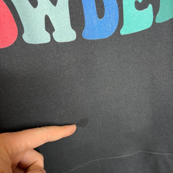 Make Heaven Crowded Women's Long Sleeve Graphics Hoodie Black Blue Size Large - Picture 3 of 9